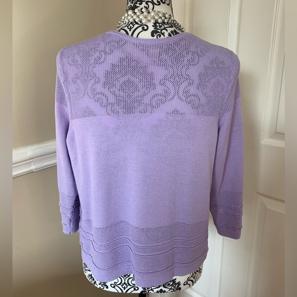 Dana Buchman Womens Sweater, Purple, Cardigan Textured Knit Asymmetric, size Lg. - Picture 6 of 11